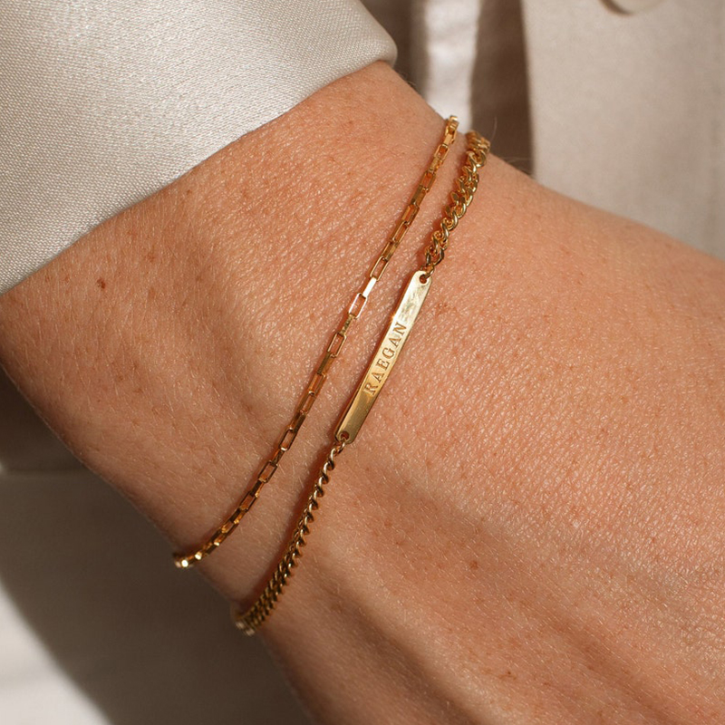 Engraved Bar Curb Chain Bracelet Bold Statement Style With Street Luxury - Image 6