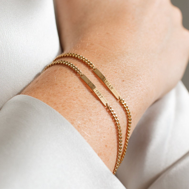 Engraved Bar Curb Chain Bracelet Bold Statement Style With Street Luxury - Image 7