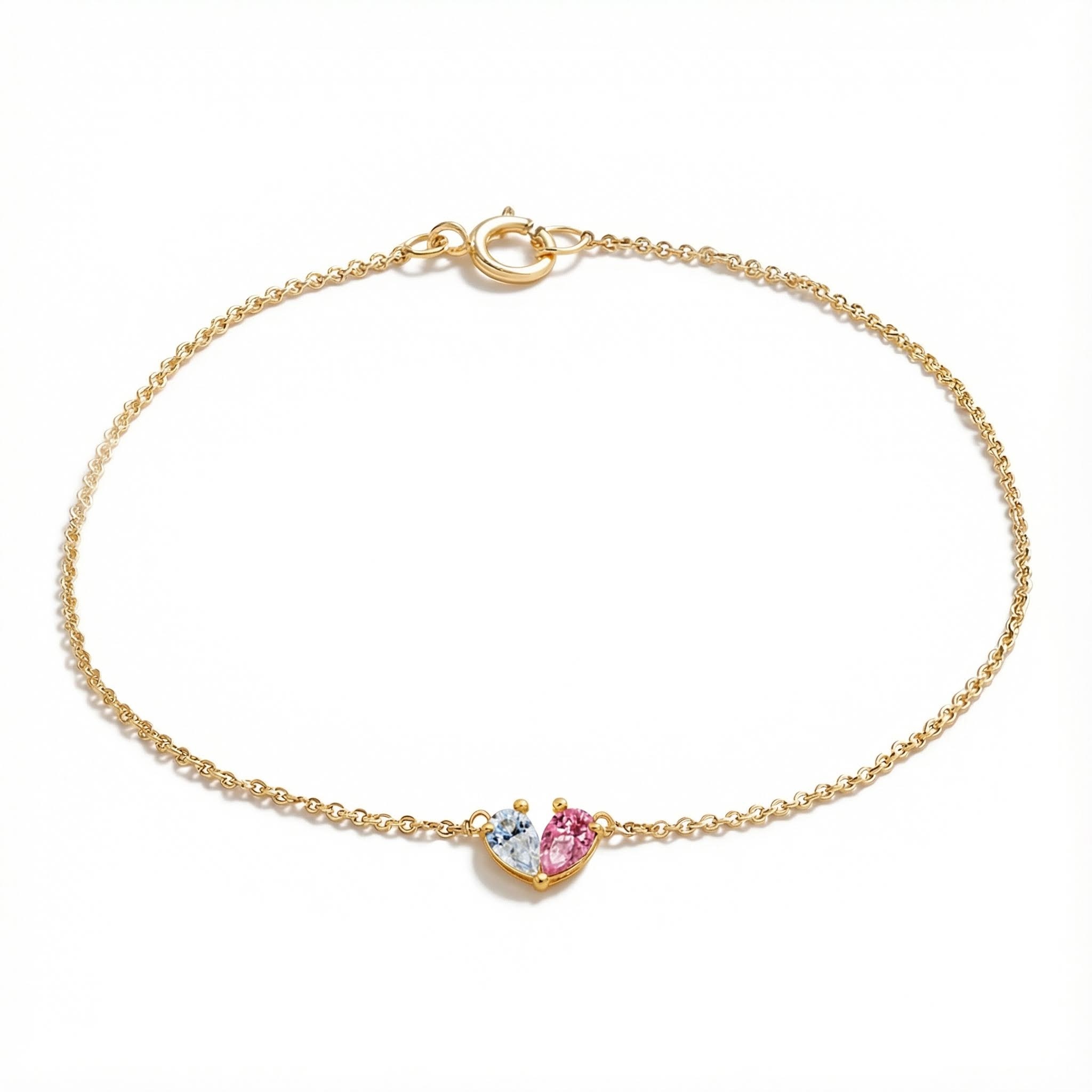 Custom Two-color Pear Cut Birthstone Bracelet With Street Luxury Shine