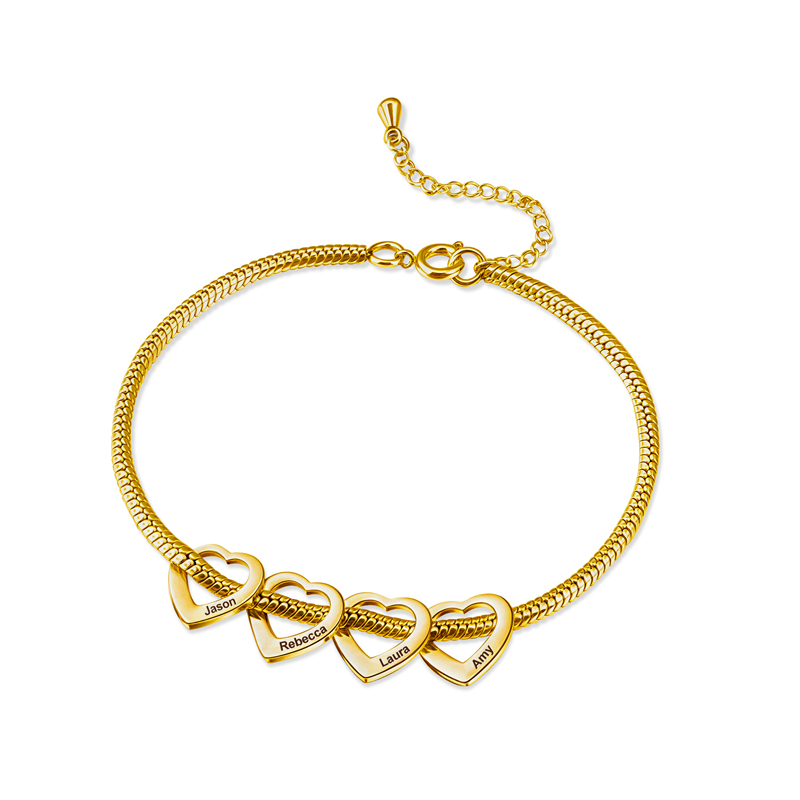 Customized Name Heart Shaped Bracelet Silver With Street Luxury Shine