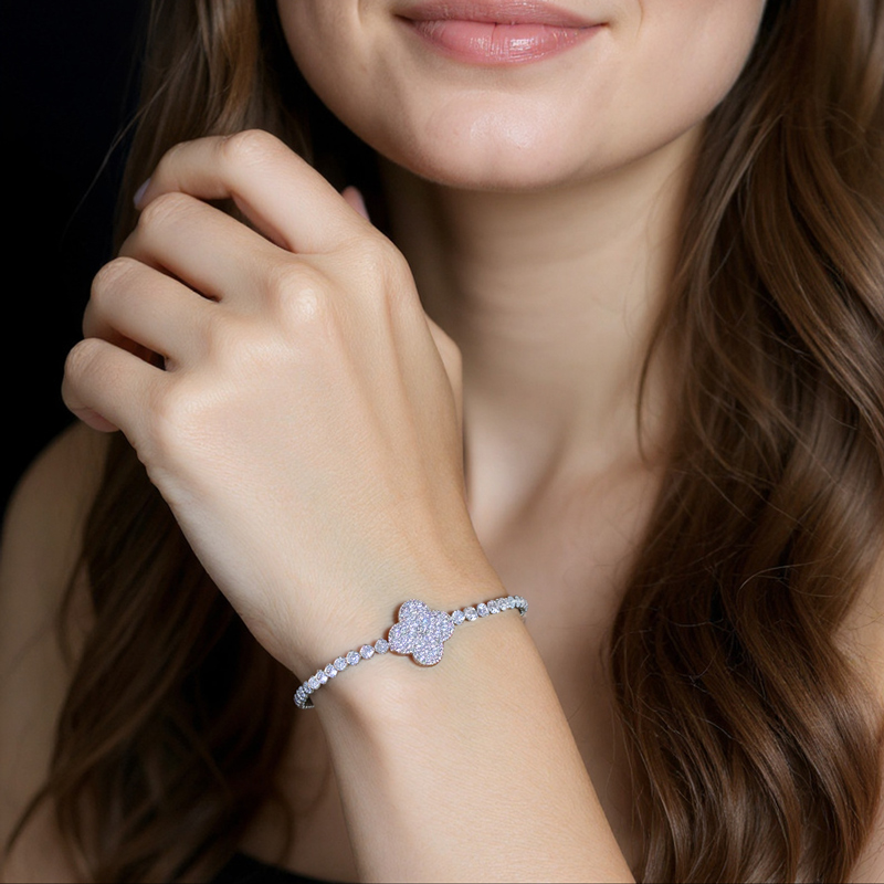 Four Leaf Clover Tennis Bracelet Iced Out Shine With Street Luxury - Image 3