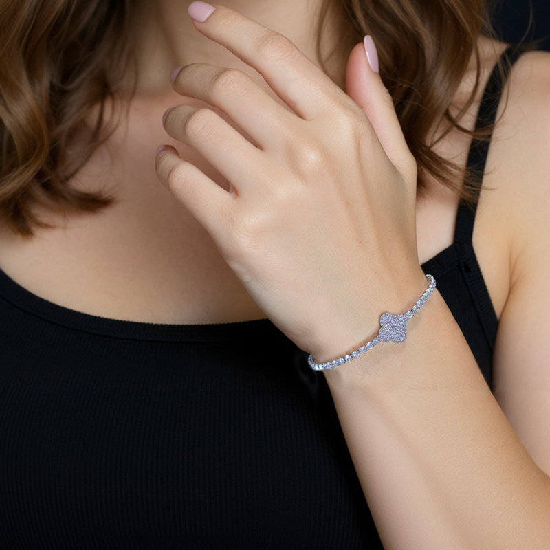 Four Leaf Clover Tennis Bracelet Iced Out Shine With Street Luxury - Image 4