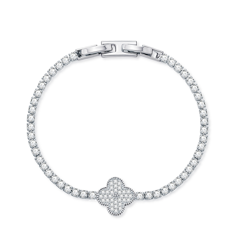 Four Leaf Clover Tennis Bracelet Iced Out Shine With Street Luxury