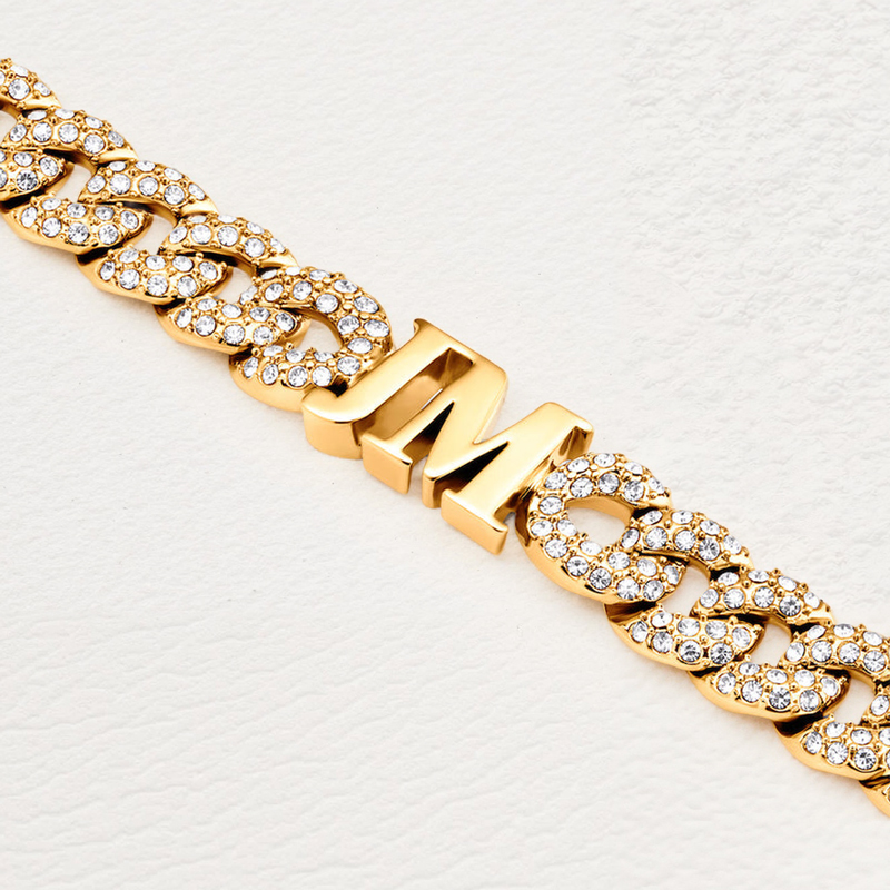 Personalized Initials Charm Cubic Chain Bracelet With Diamond Iced Out - Image 5