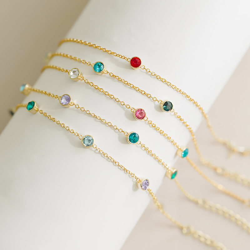 Customizable Birthstone Gold Chain Bracelet With Street Luxury Shine - Image 3