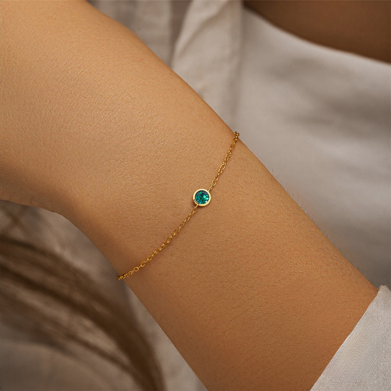 Customizable Birthstone Gold Chain Bracelet With Street Luxury Shine - Image 4