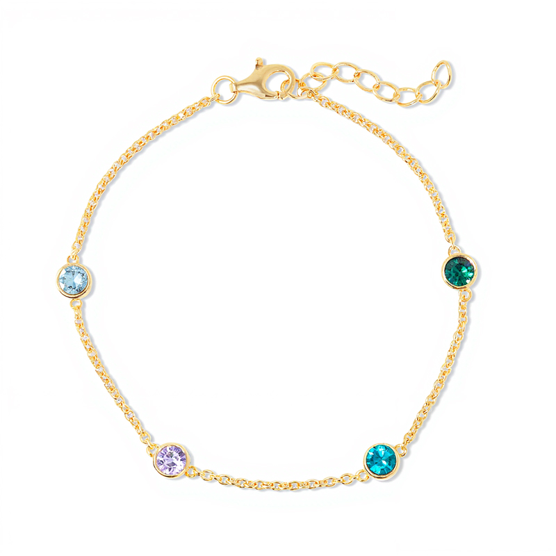 Customizable Birthstone Gold Chain Bracelet With Street Luxury Shine