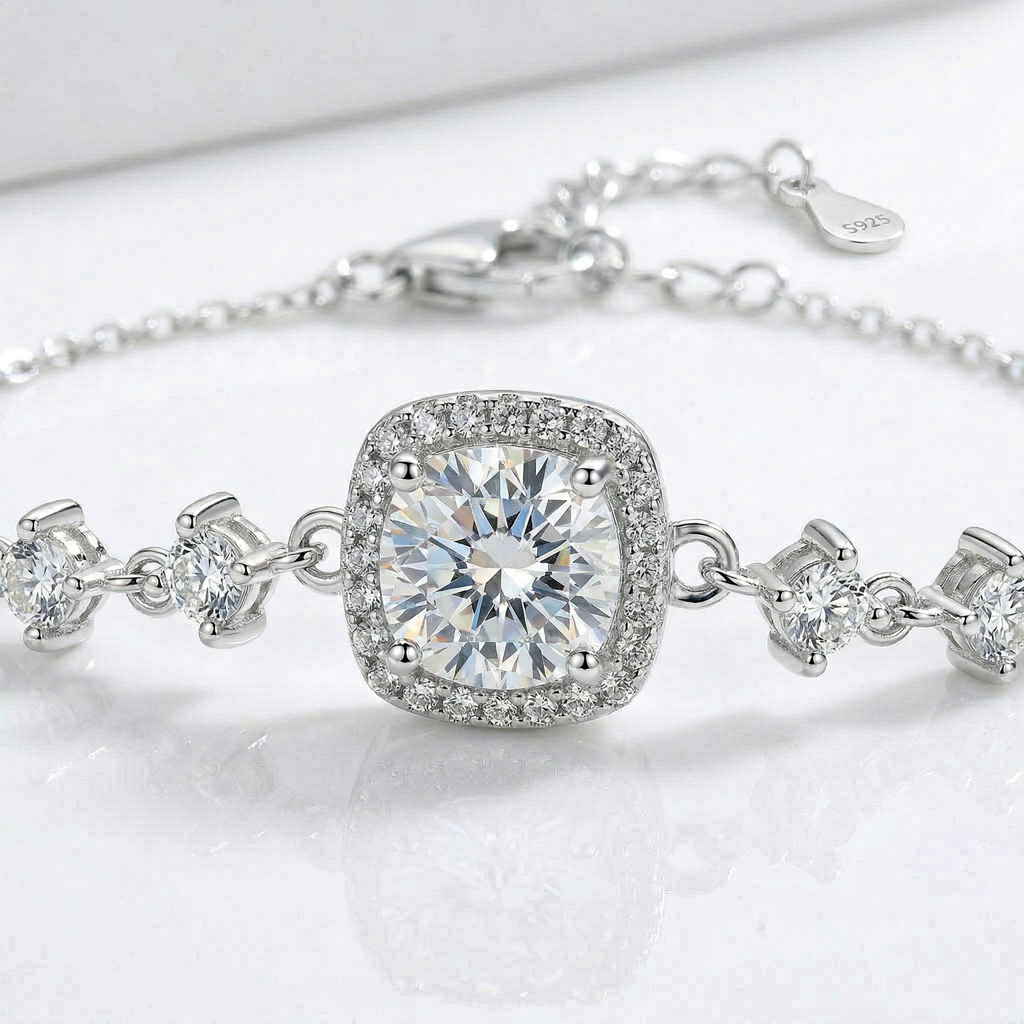 0.8ct Round Cut Vvs Moissanite S925 Silver Bracelet With Iced Out Shine - Image 4