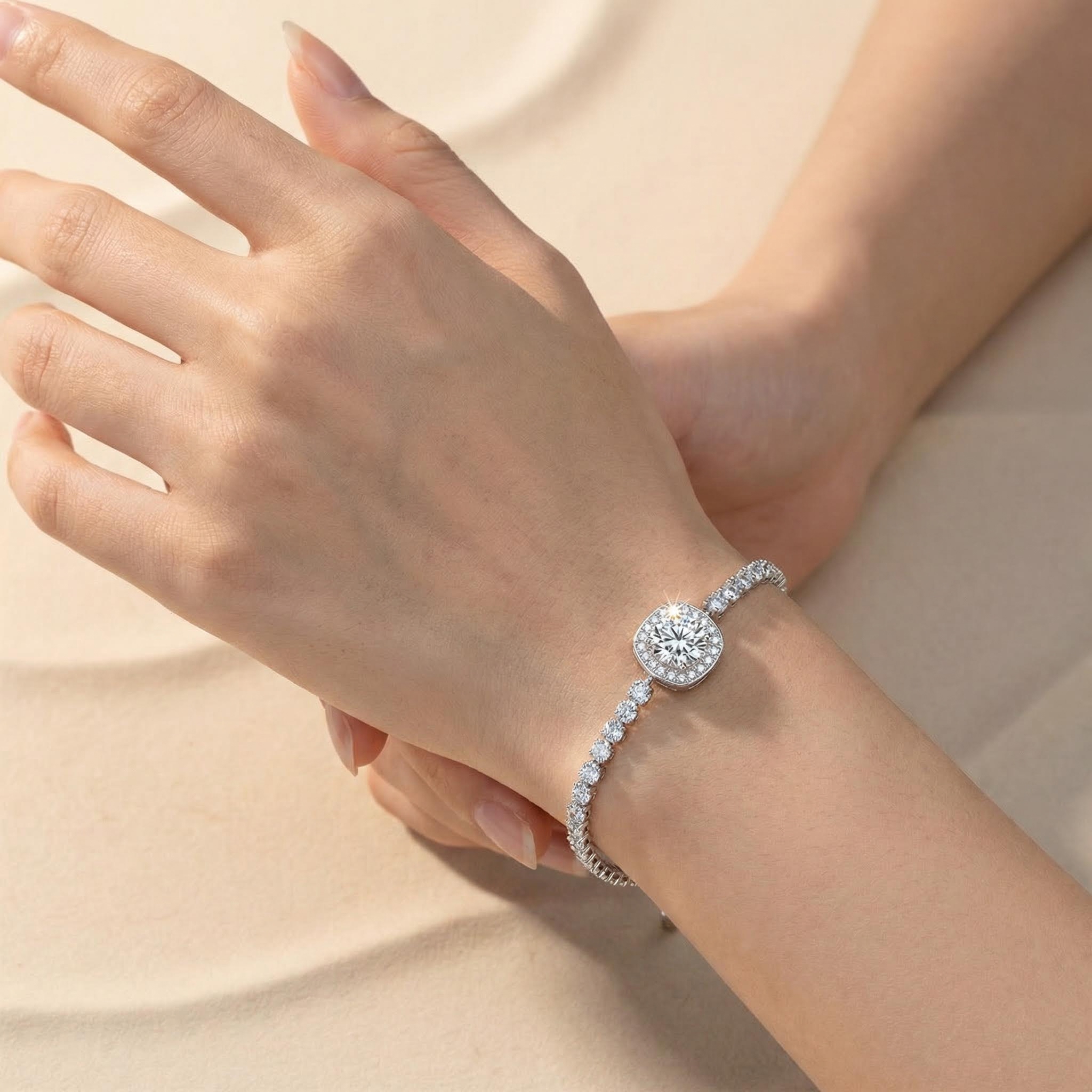 Colorful Round Cut Vvs Moissanite S925 Silver Bracelet Iced Out - Image 4
