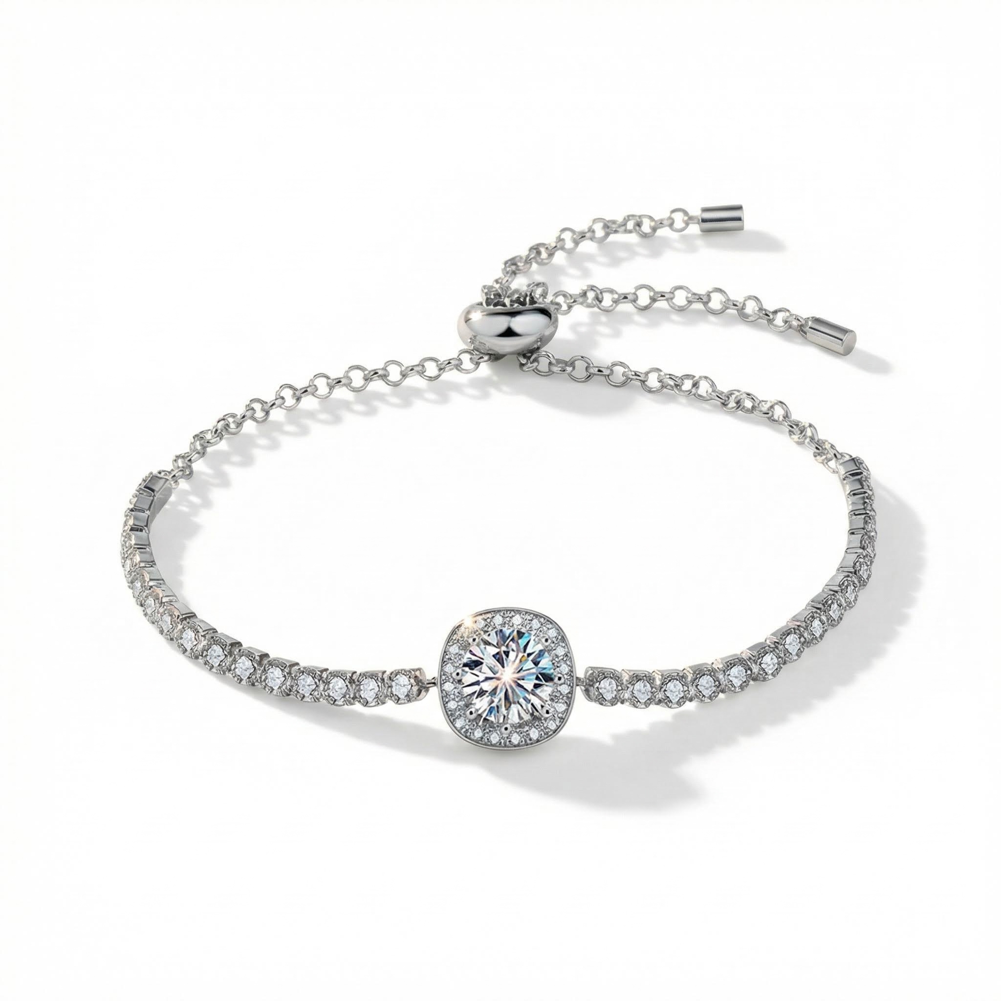Colorful Round Cut Vvs Moissanite S925 Silver Bracelet Iced Out