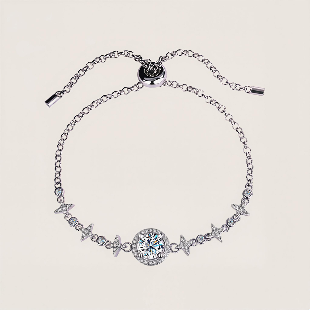 Colorful Round Cut Vvs Moissanite S925 Silver Gypsophila Bracelet Iced Out