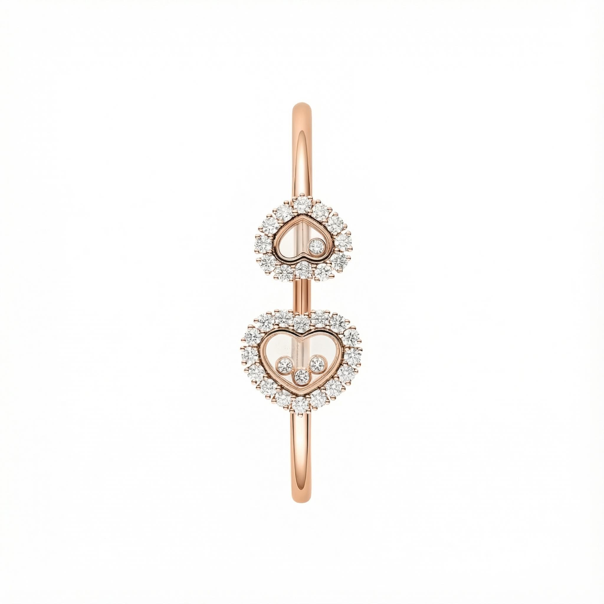 Double Heart Shaped Dancing Diamonds Bracelet Moissanite - Image 4