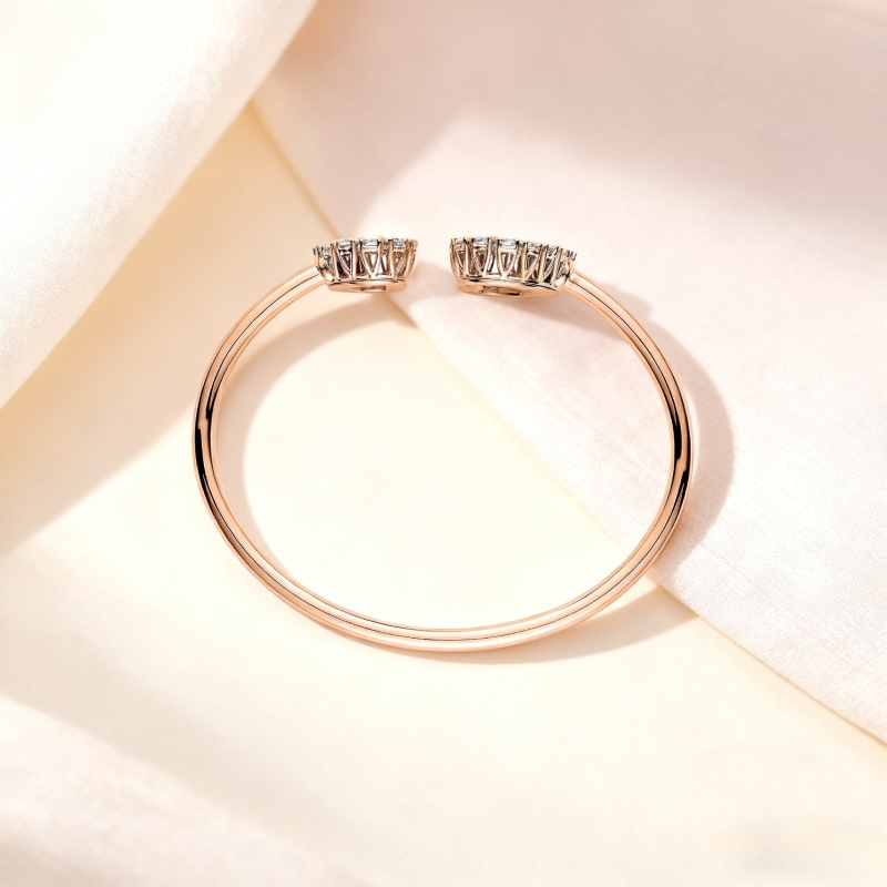 Double Heart Shaped Dancing Diamonds Bracelet Moissanite - Image 5