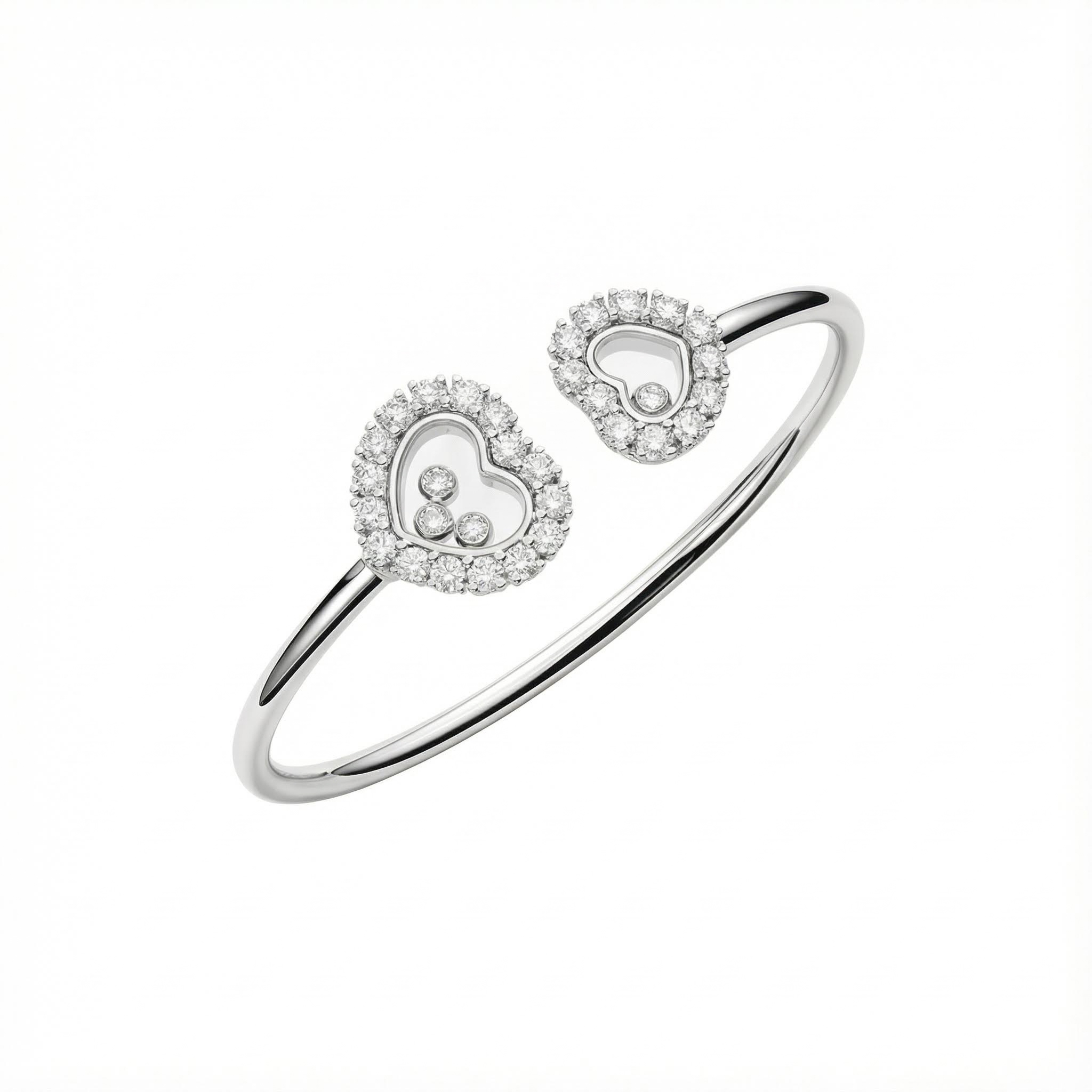 Double Heart Shaped Dancing Diamonds Bracelet Moissanite - Image 7
