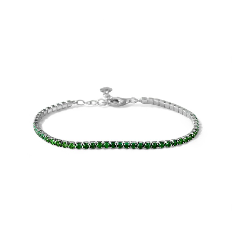 3mm S925 Silver Green Diamond Tennis Bracelet With Iced Out Shine - Image 4