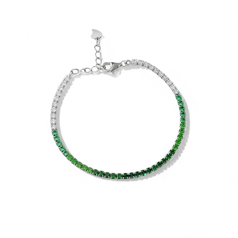 3mm S925 Silver Green Diamond Tennis Bracelet With Iced Out Shine