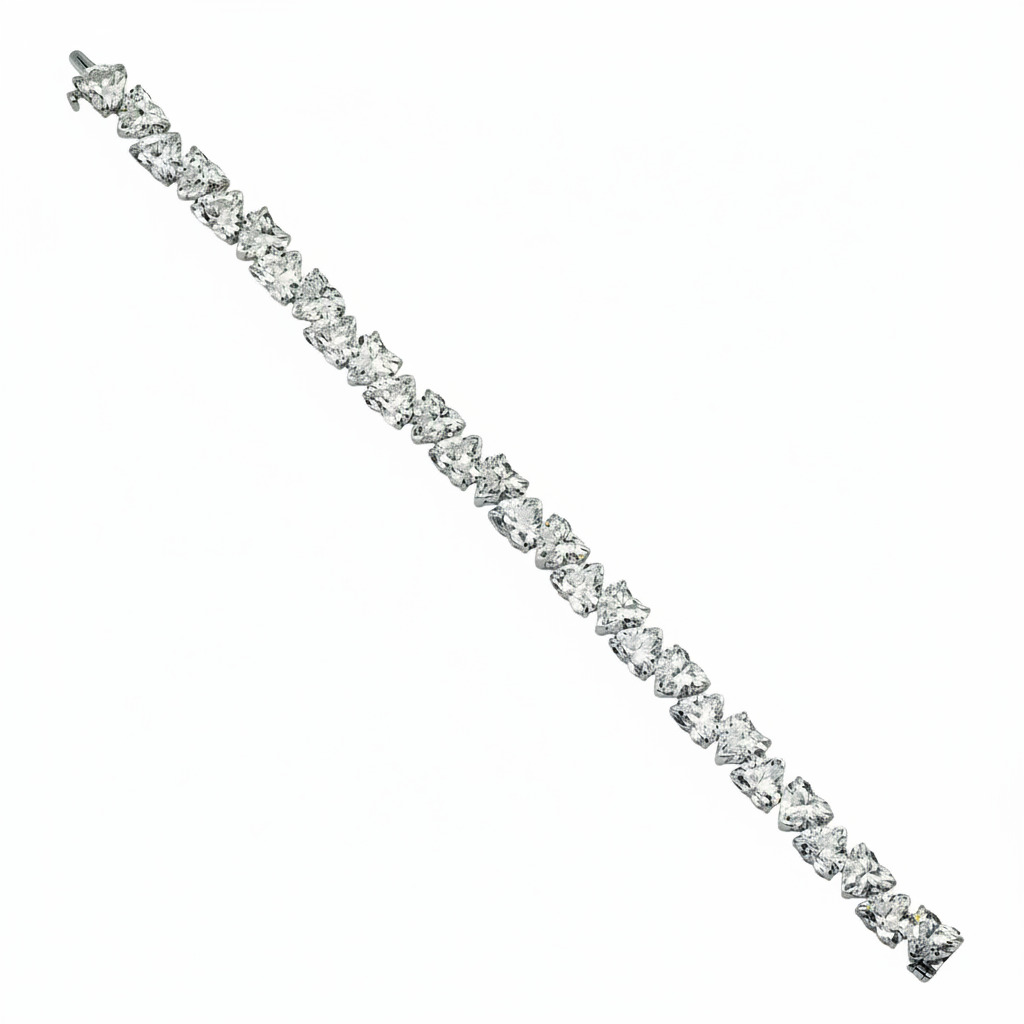 S925 Silver Heart Diamond Tennis Bracelet Iced Out Shine With Street Luxury - Image 3