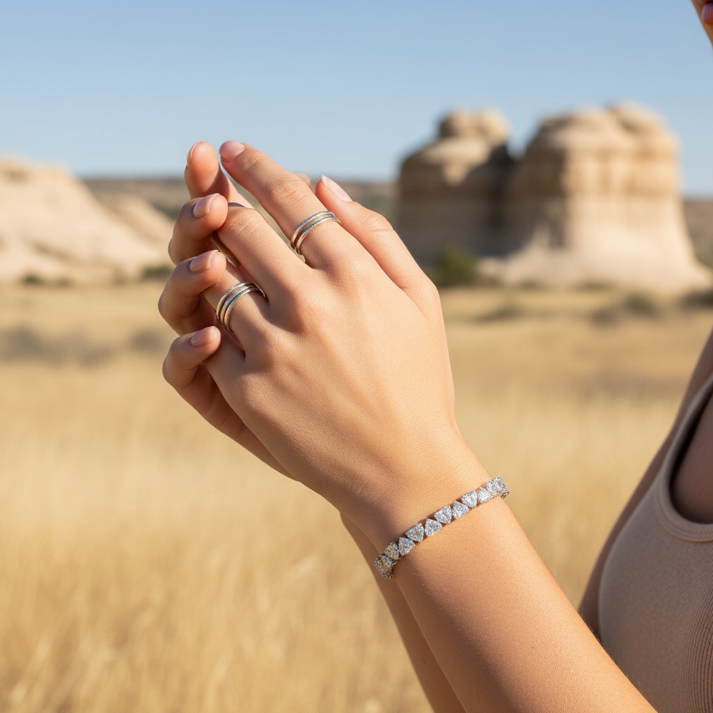 S925 Silver Heart Diamond Tennis Bracelet Iced Out Shine With Street Luxury - Image 4
