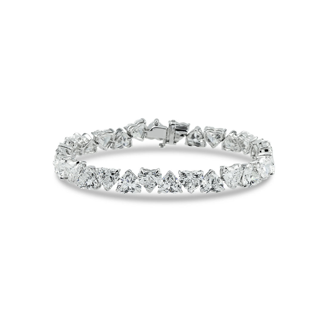 S925 Silver Heart Diamond Tennis Bracelet Iced Out Shine With Street Luxury