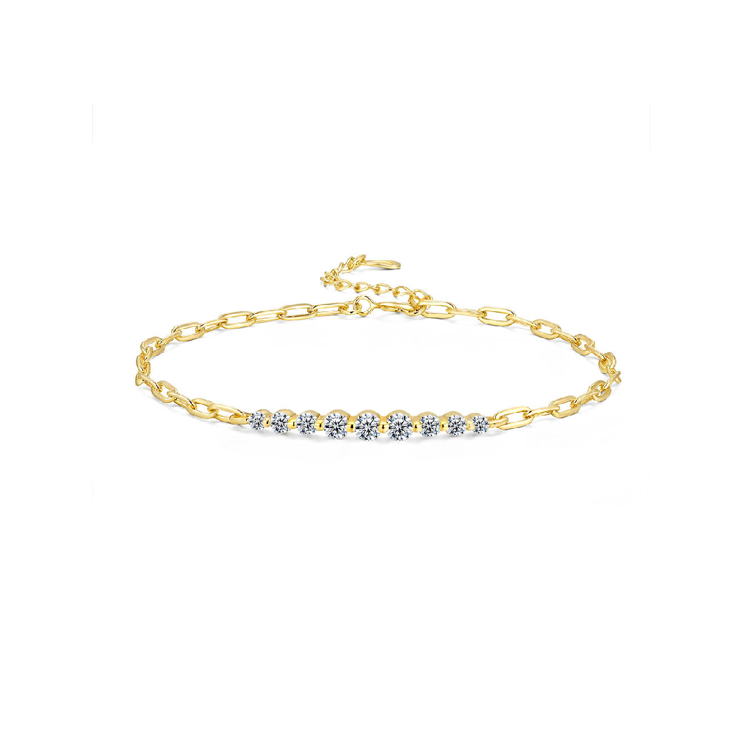 Round Cut Vvs Moissanite S925 Silver Bracelet With Iced Out Shine
