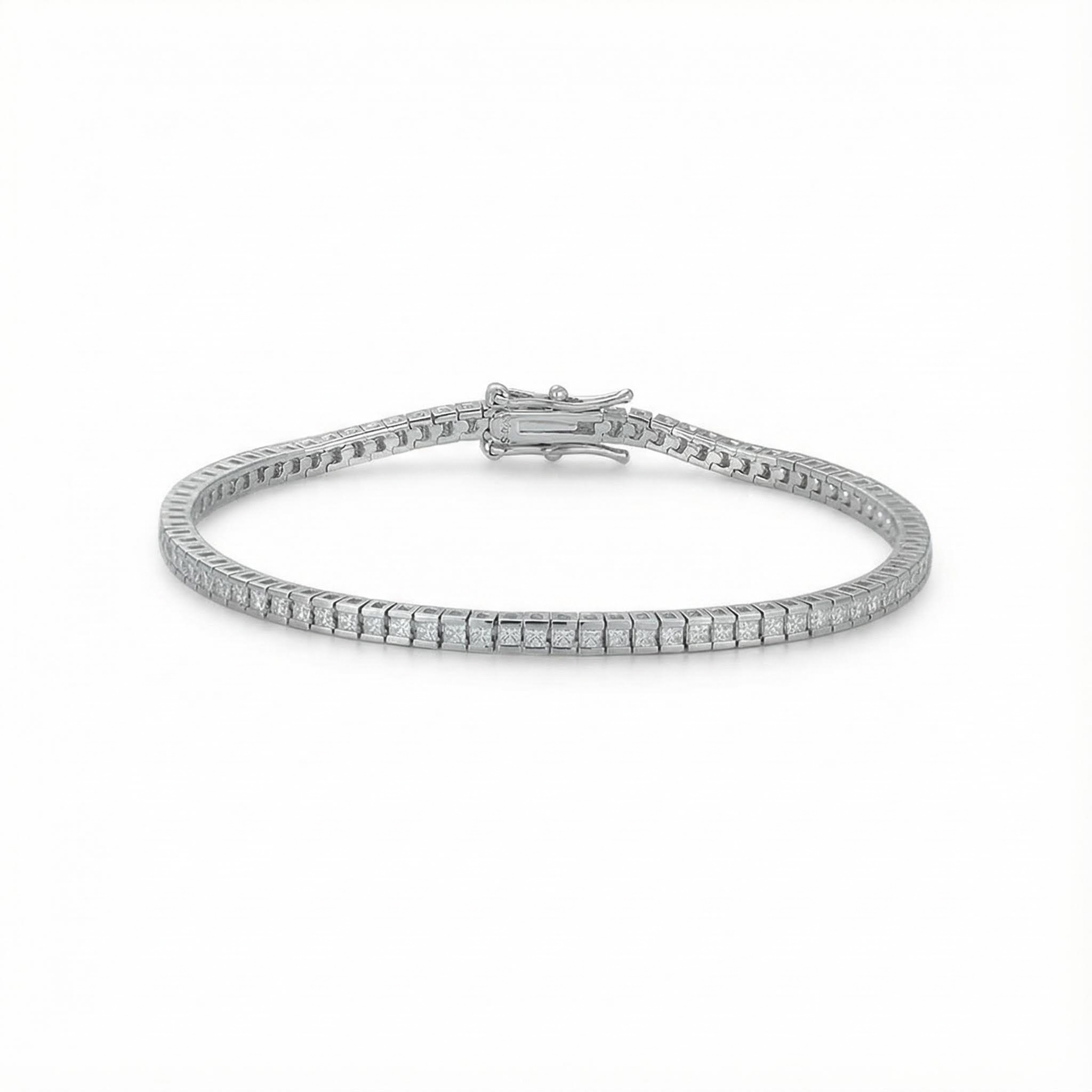 2.5mm Princess Cut Vvs Moissanite S925 Silver Tennis Bracelet Iced Out - Image 4