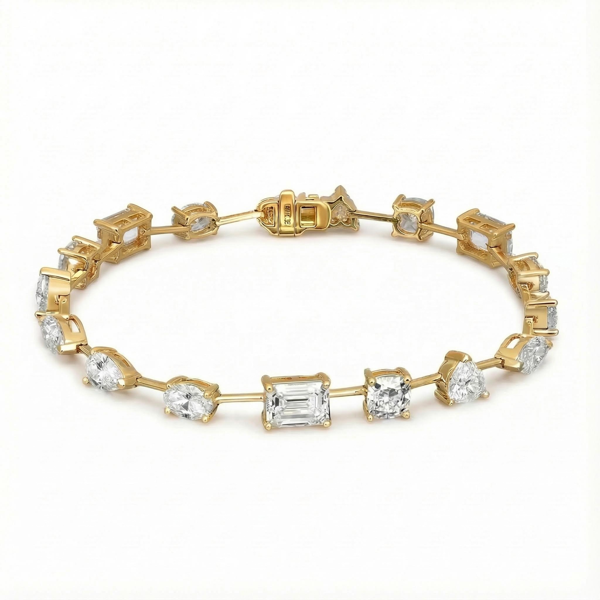 Multi Shape Diamond Vvs Moissanite Fancy Tennis Bracelet Iced Out - Image 5