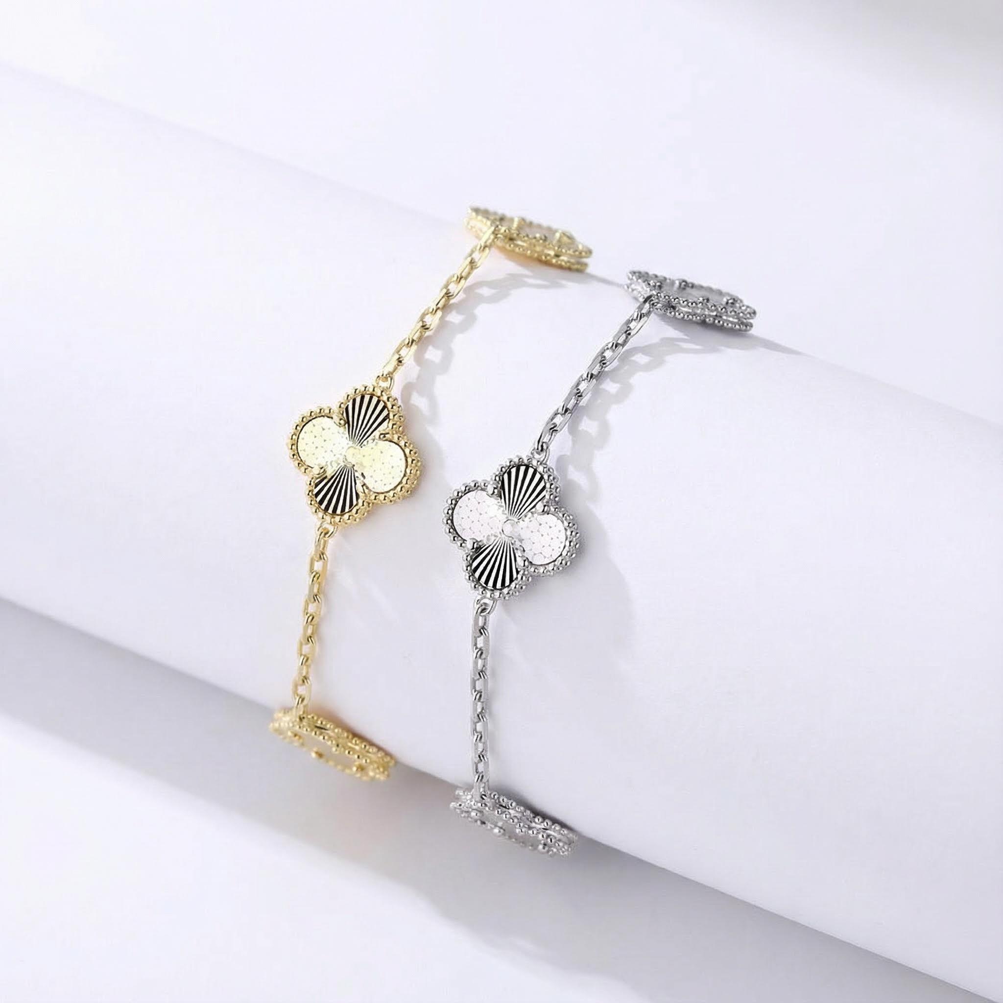 S925 Silver Five Station Flower Bracelet With Street Luxury Shine - Image 8