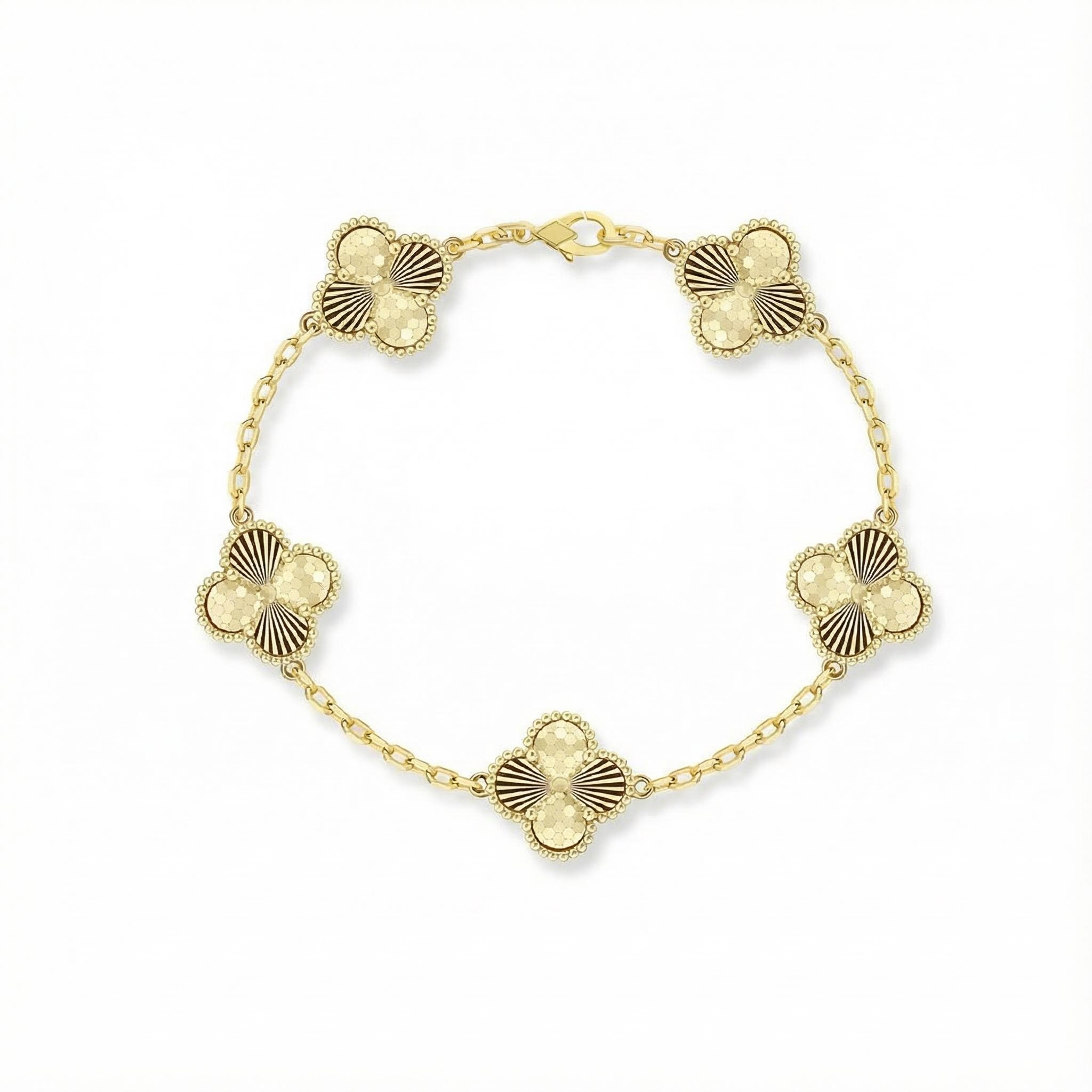S925 Silver Five Station Flower Bracelet With Street Luxury Shine