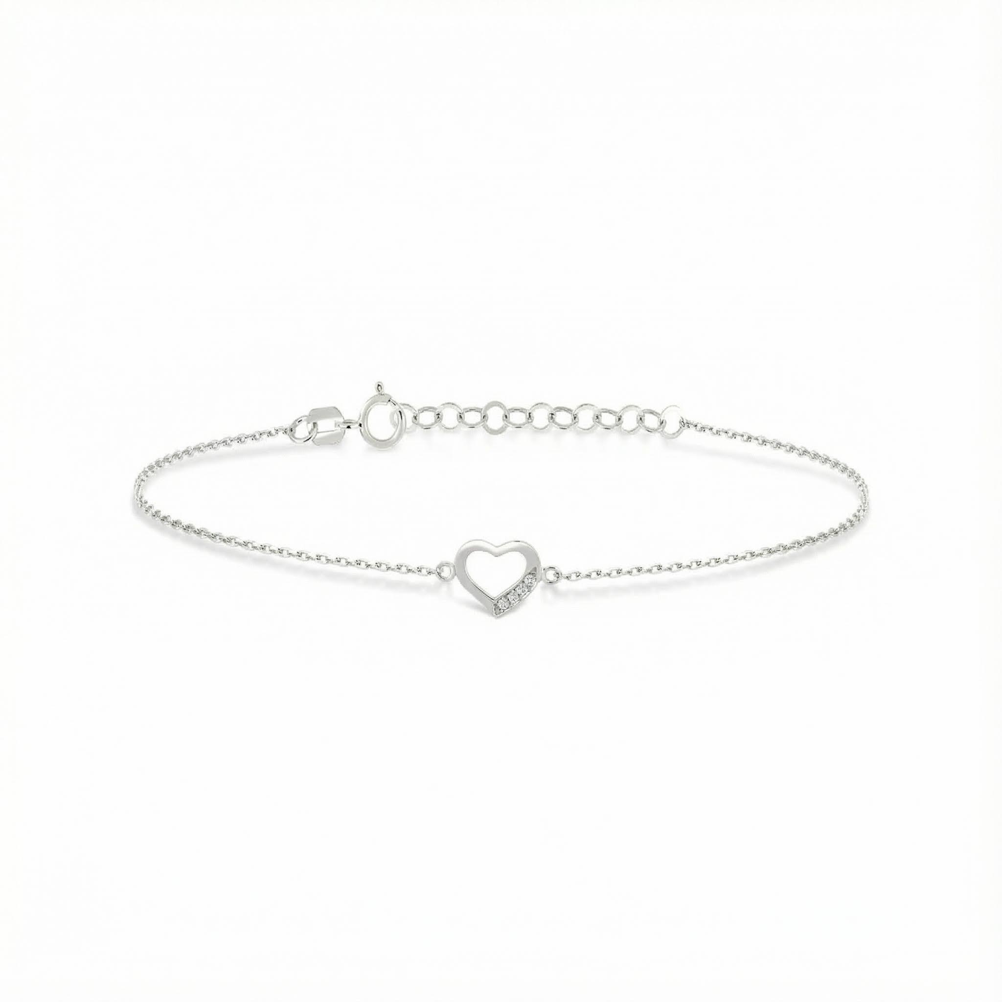 S925 Silver Heart Shaped Diamond Halo Bracelet Moissanite - Image 3