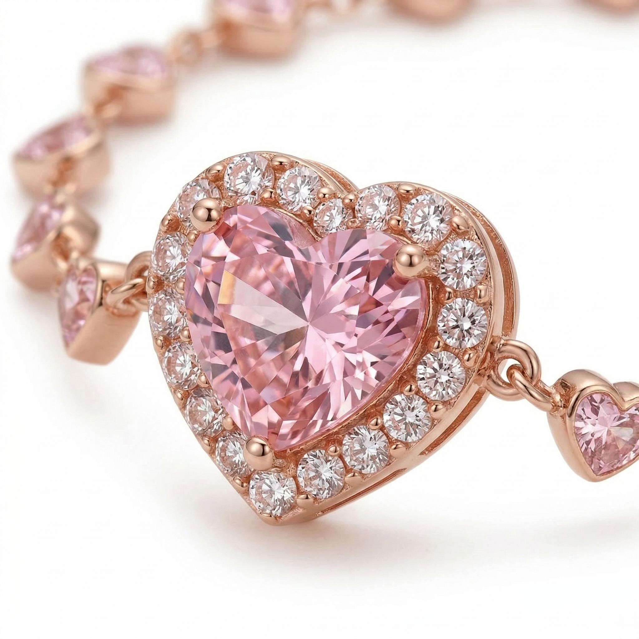 Halo Pink Heart Cut S925 Silver Bracelet Iced Out Shine With Street Luxury - Image 4