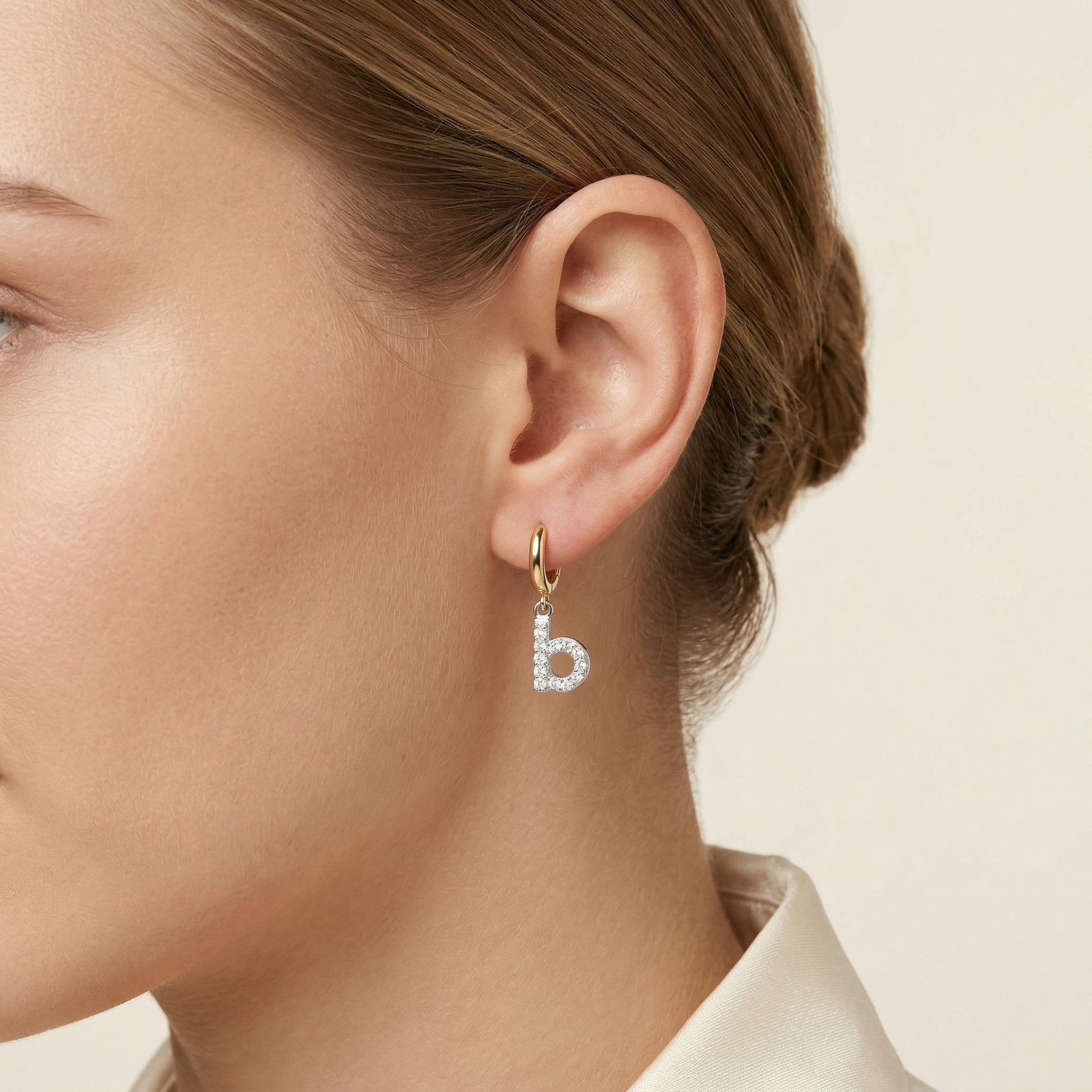 Personalized Initial Huggie Earrings Moissanite With Street Luxury Shine - Image 3