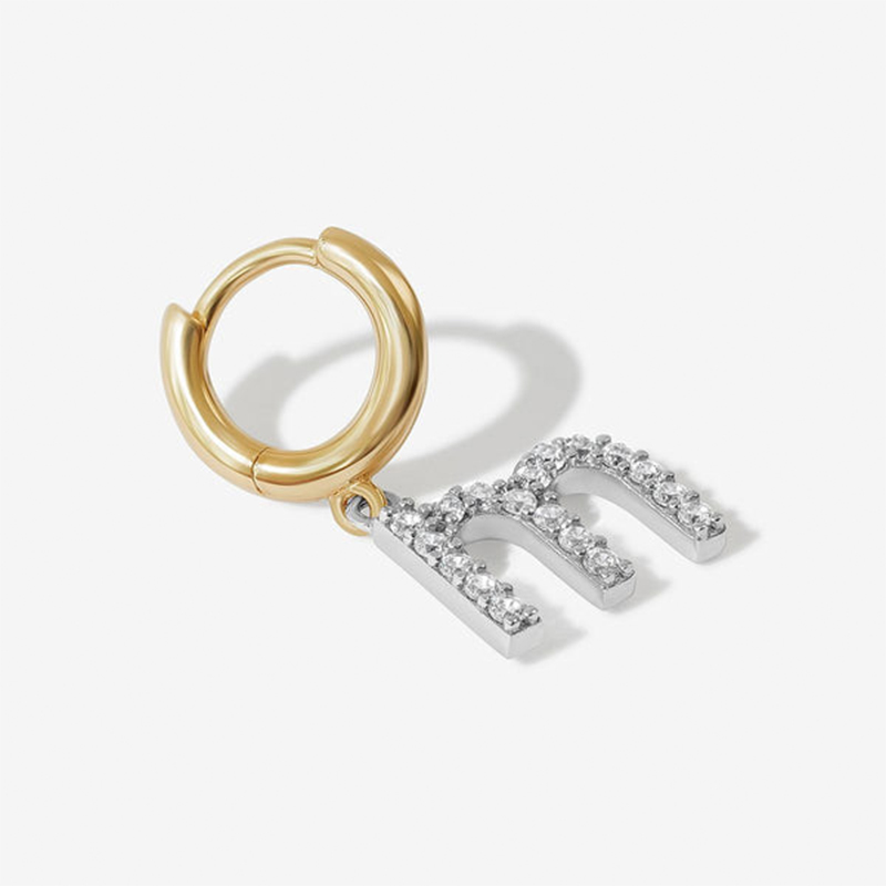 Personalized Initial Huggie Earrings Moissanite With Street Luxury Shine - Image 4
