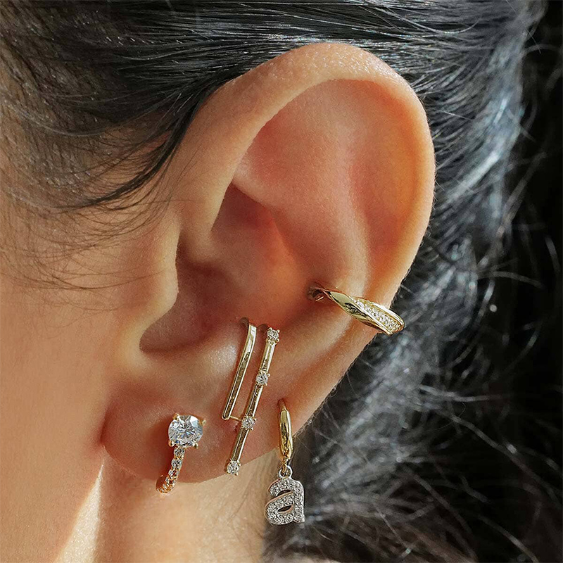 Personalized Initial Huggie Earrings Moissanite With Street Luxury Shine - Image 7