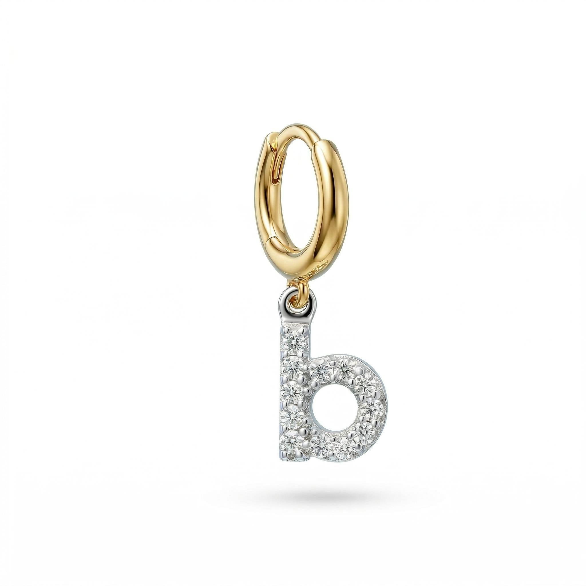 Personalized Initial Huggie Earrings Moissanite With Street Luxury Shine