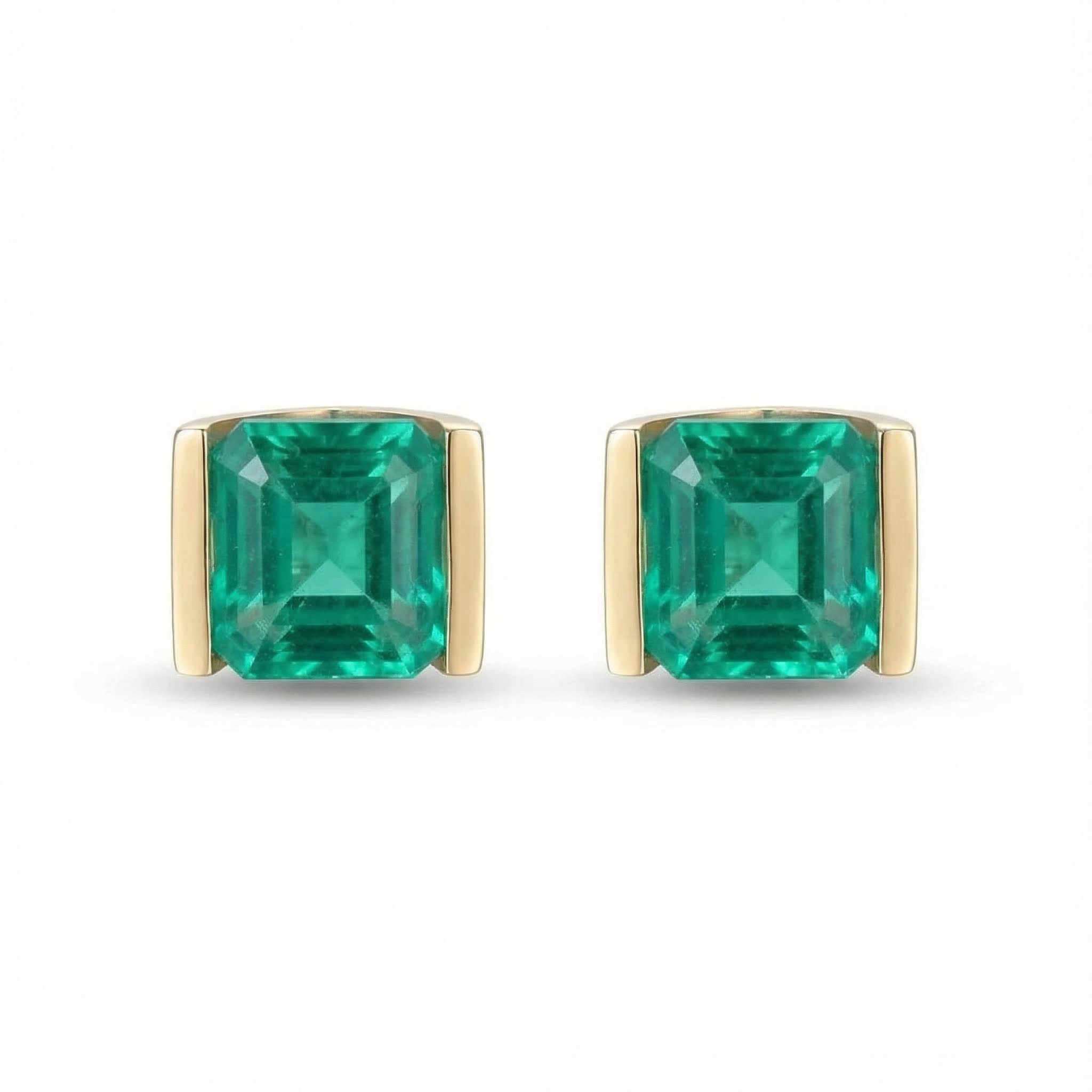 1.3ct Emerald Asscher Cut Stud Earrings Silver With Street Luxury Shine