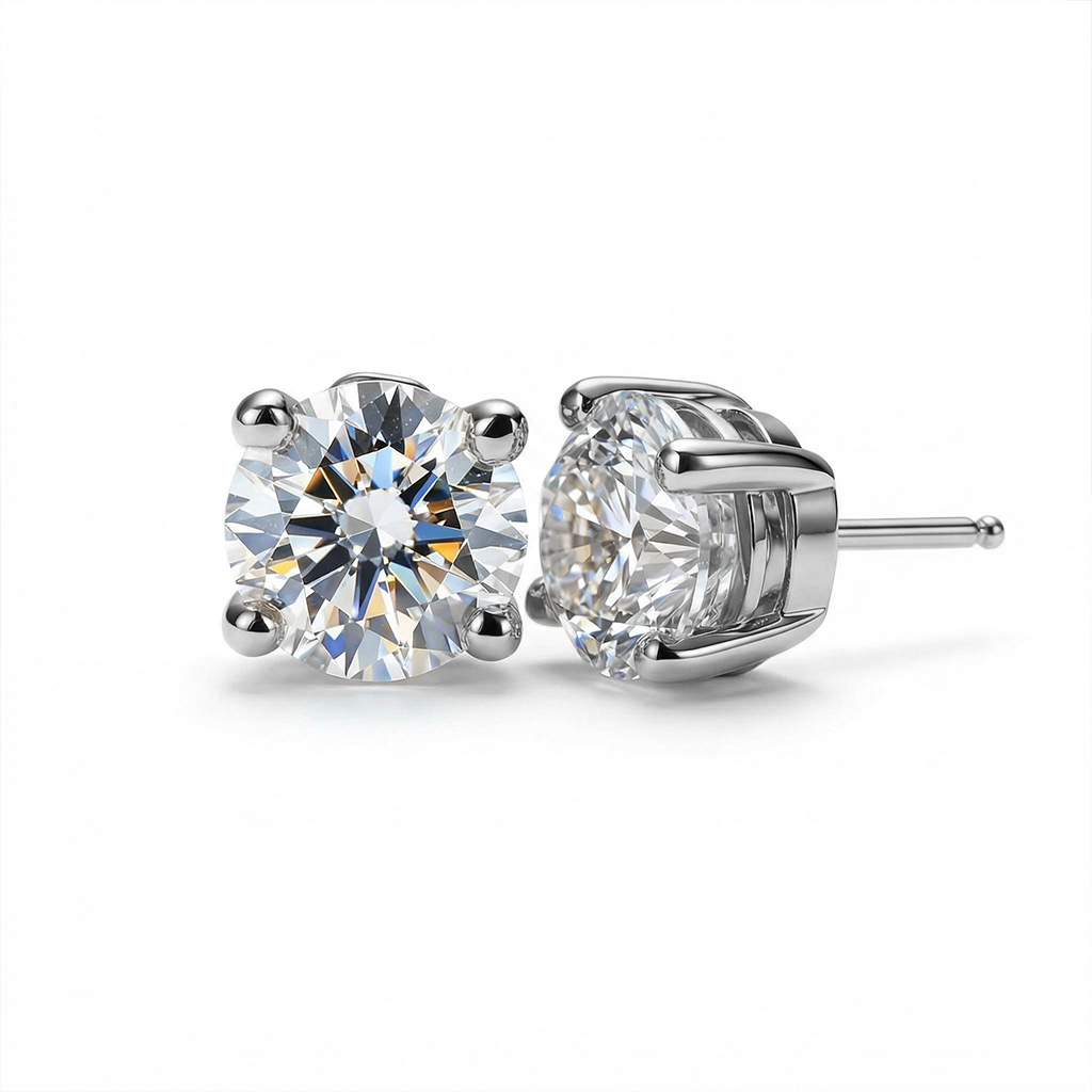 0.1ct/0.3ct/0.5ct/1ct/1.5ct/2ct/3ct Round Cut Moissanite Earrings Iced Out