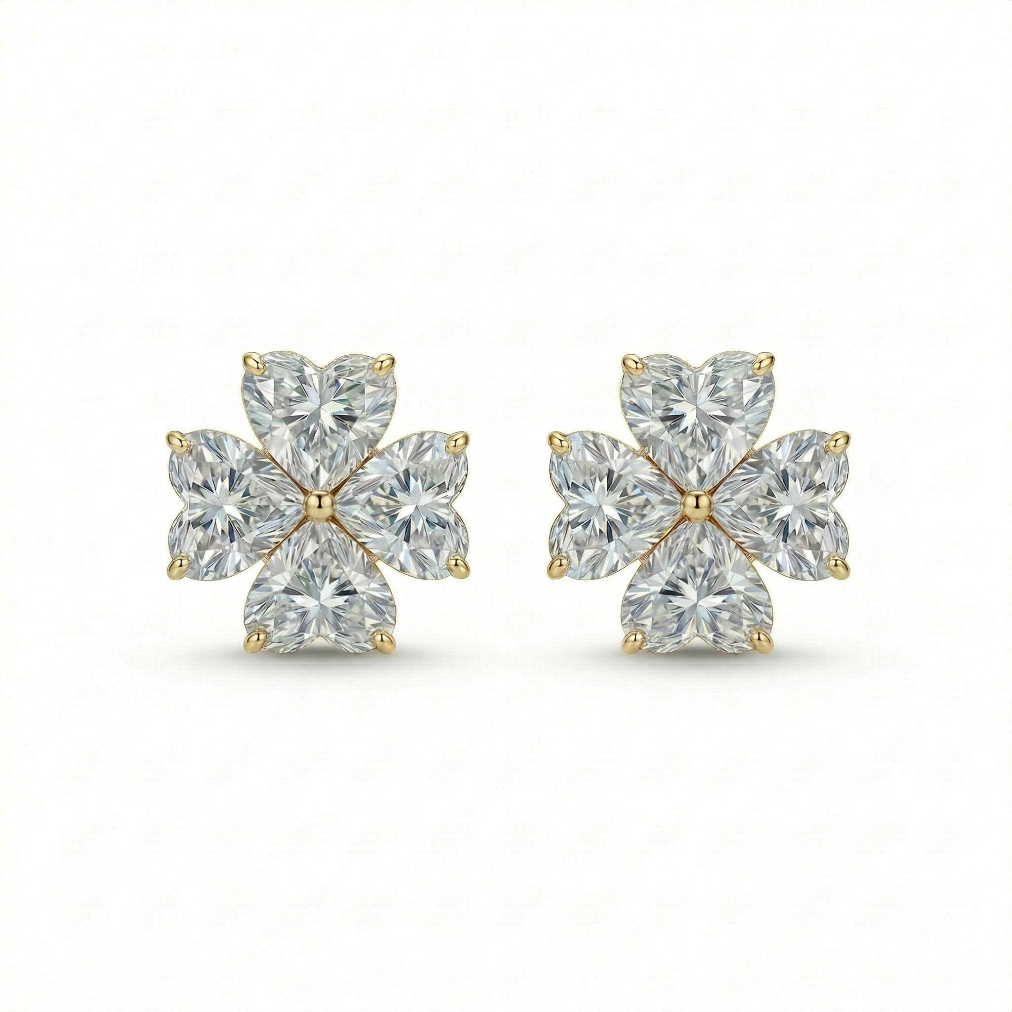 2.4ct. Tw. Four Leaf Clover Heart Cut Vvs Moissanite S925 Silver Earrings - Image 4