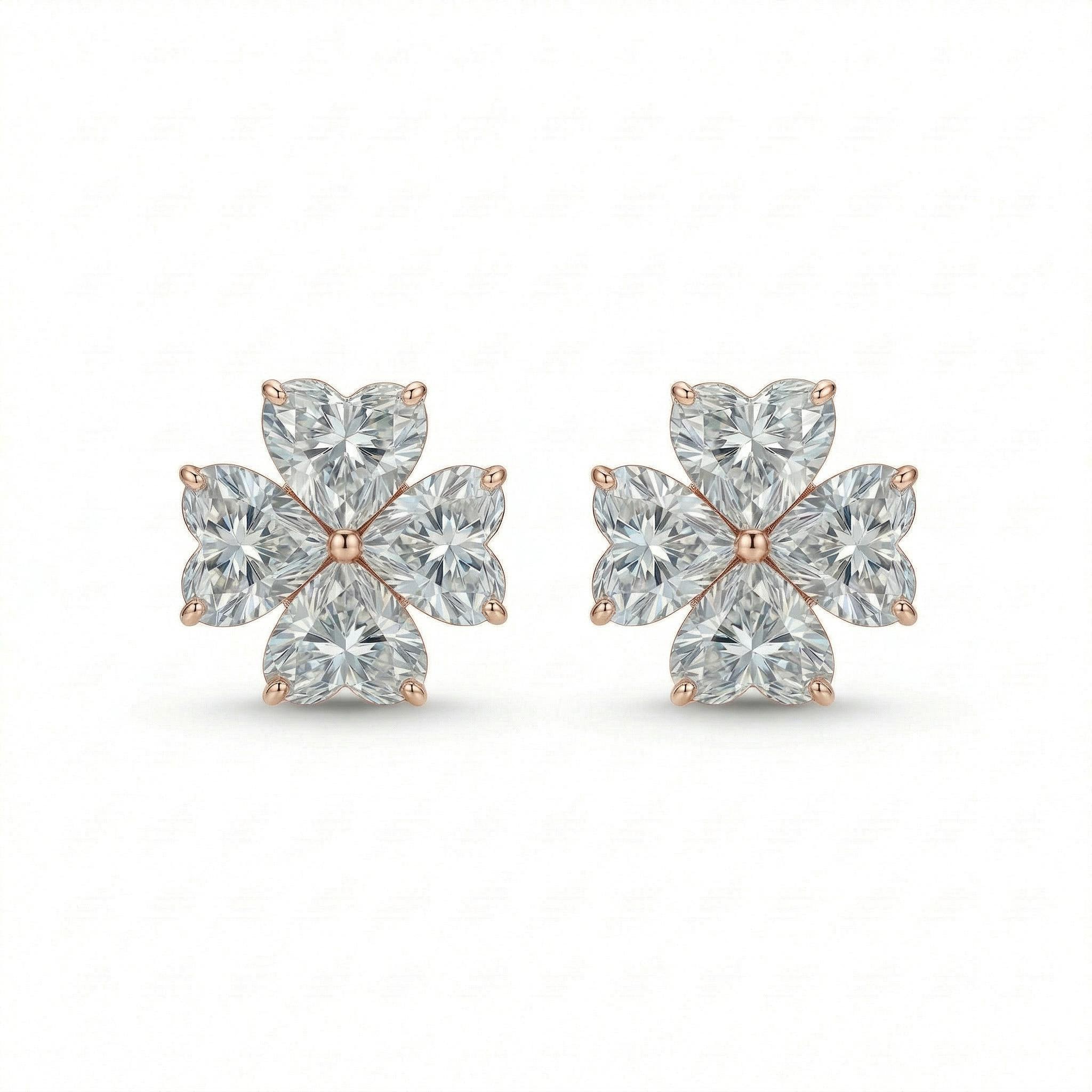 2.4ct. Tw. Four Leaf Clover Heart Cut Vvs Moissanite S925 Silver Earrings - Image 5