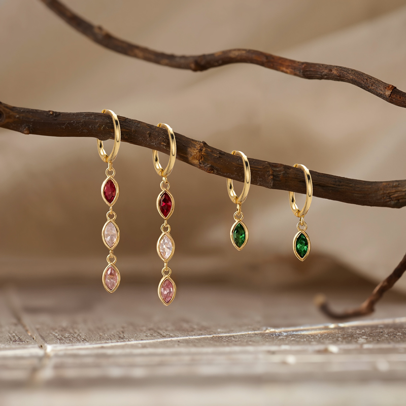 Personalized Marquise Cut Birthstone Stud Earrings With Street Luxury Shine - Image 8