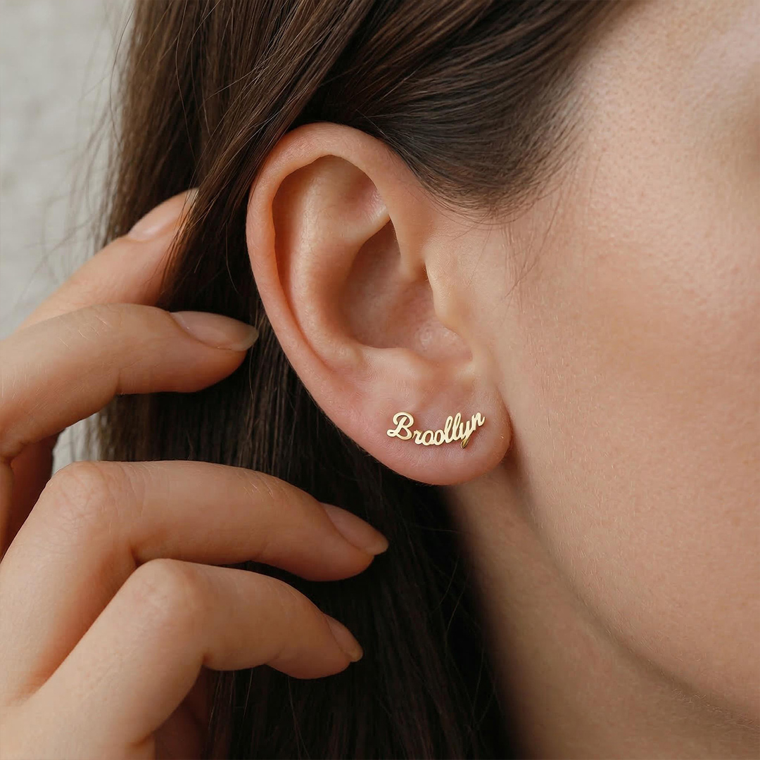 Customized Script Name Earrings Bold Statement Style With Street Luxury - Image 3