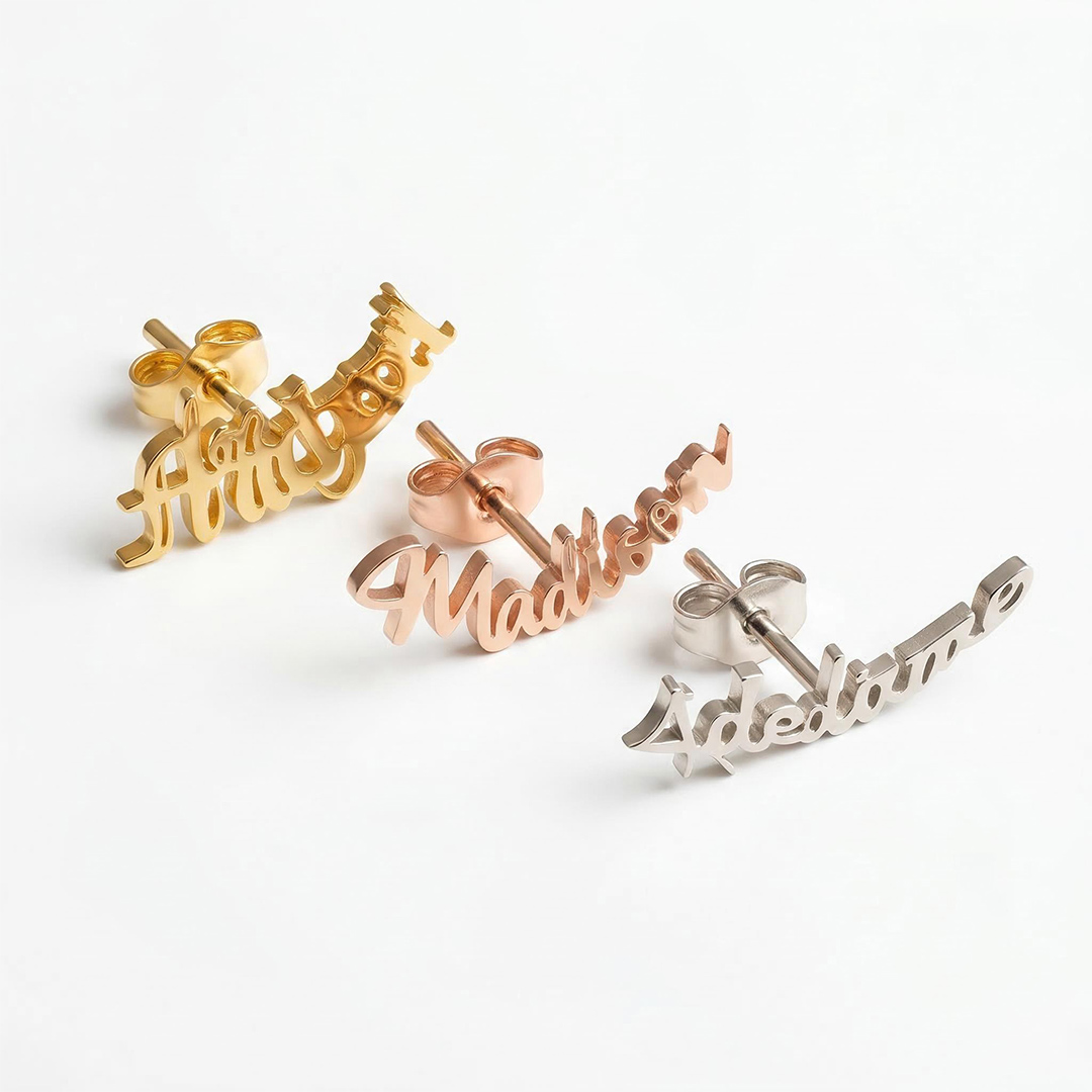 Customized Script Name Earrings Bold Statement Style With Street Luxury - Image 4