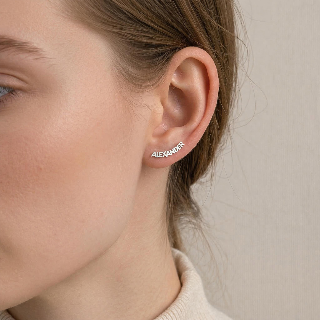 Customized Script Name Earrings Bold Statement Style With Street Luxury - Image 6