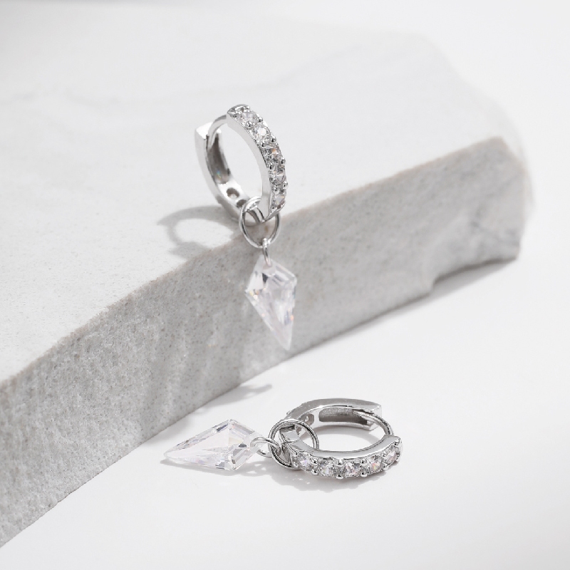 S925 Silver Kite Cut Drop Earrings Silver Shine With Street Luxury - Image 3
