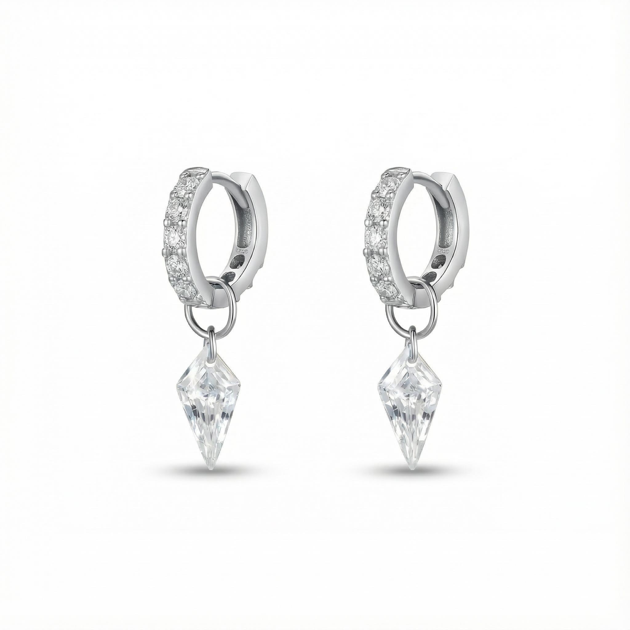 S925 Silver Kite Cut Drop Earrings Silver Shine With Street Luxury