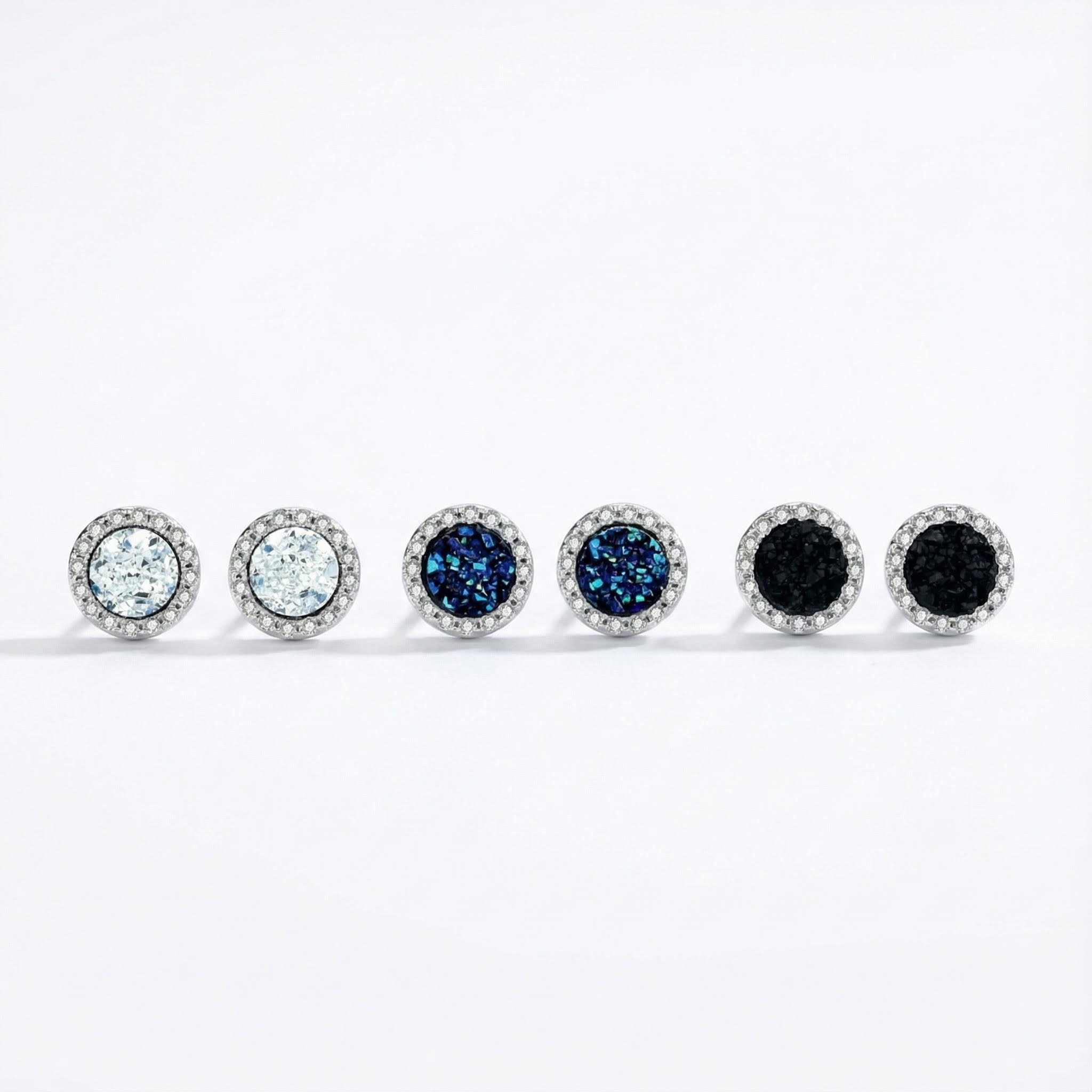 S925 Silver Round Cut Pave Stud Earrings With Street Luxury Shine - Image 5