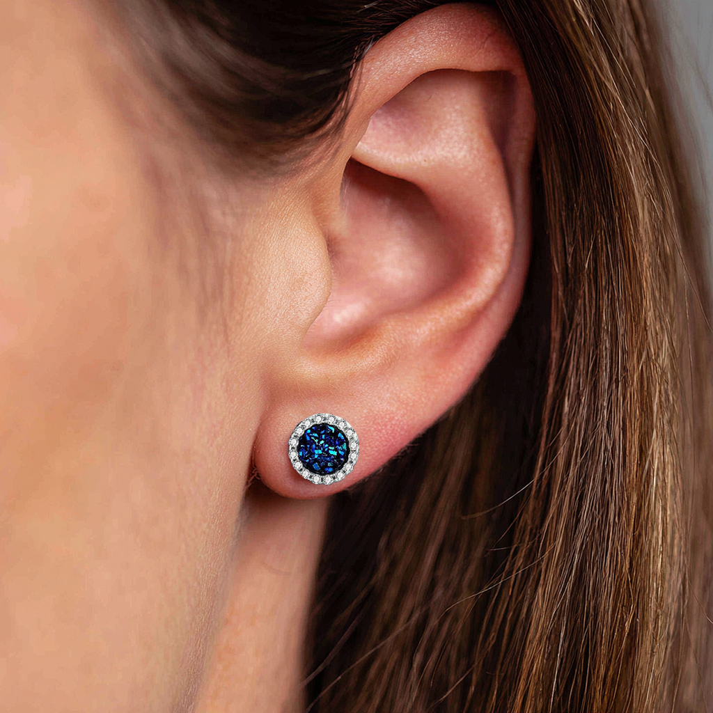 S925 Silver Round Cut Pave Stud Earrings With Street Luxury Shine - Image 6