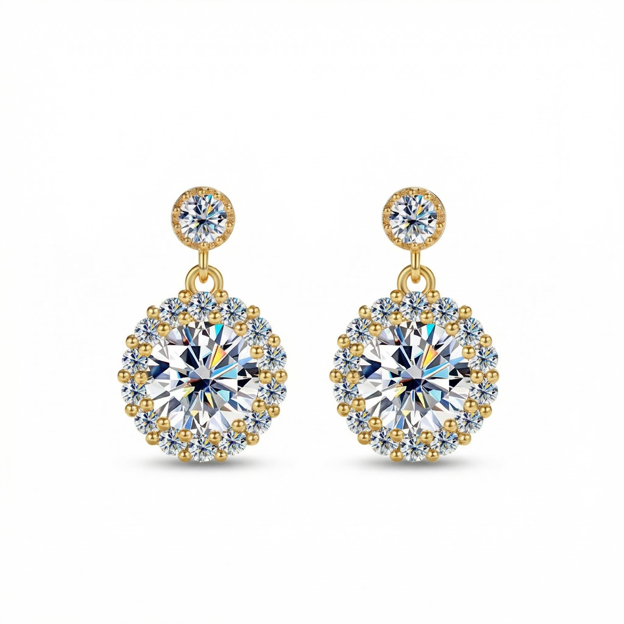 0.5ct/1ct/2ct Round Cut Vvs Moissanite S925 Silver Drop Earrings Iced Out