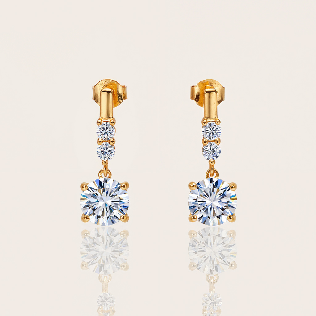 0.5ct/1ct/2ct Round Cut Vvs Moissanite S925 Silver Drop Earrings Iced Out