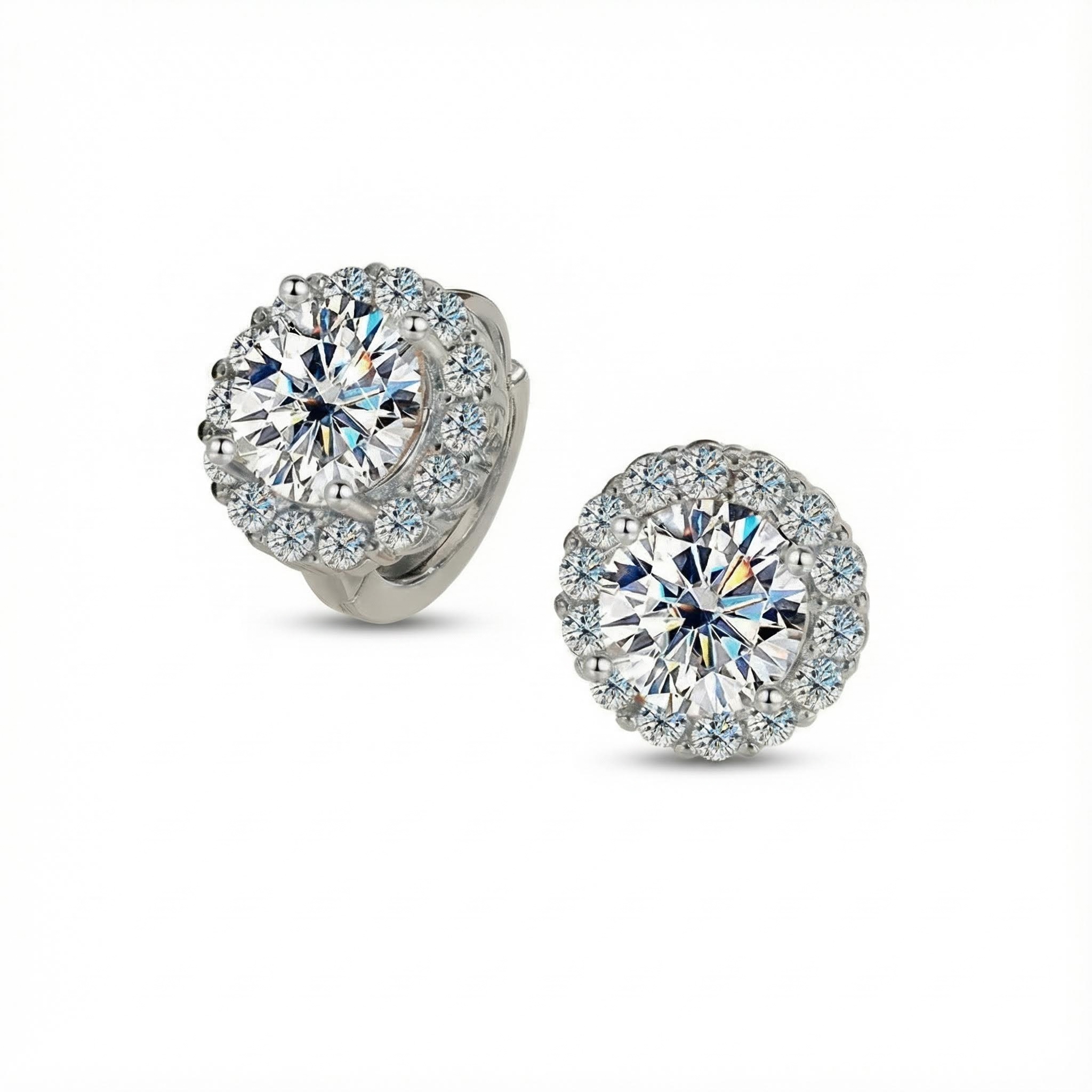 0.5ct/1ct/2ct Round Cut Vvs Moissanite S925 Silver Sunflower Hoop Earrings - Image 3