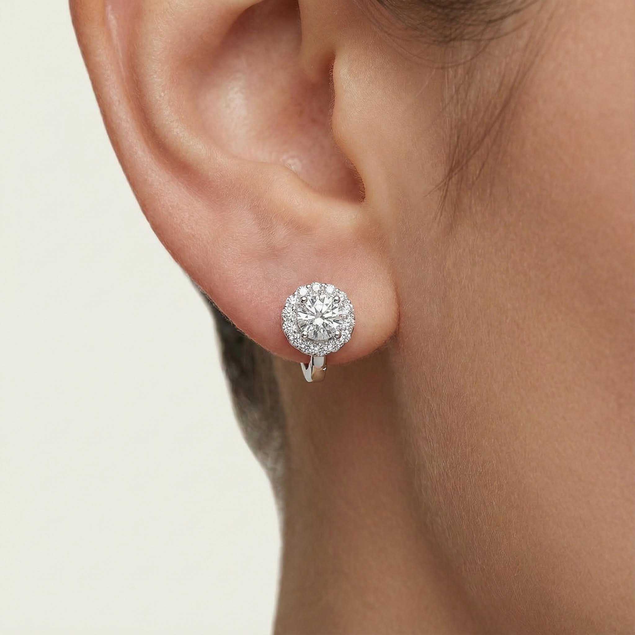 0.5ct/1ct/2ct Round Cut Vvs Moissanite S925 Silver Sunflower Hoop Earrings - Image 7